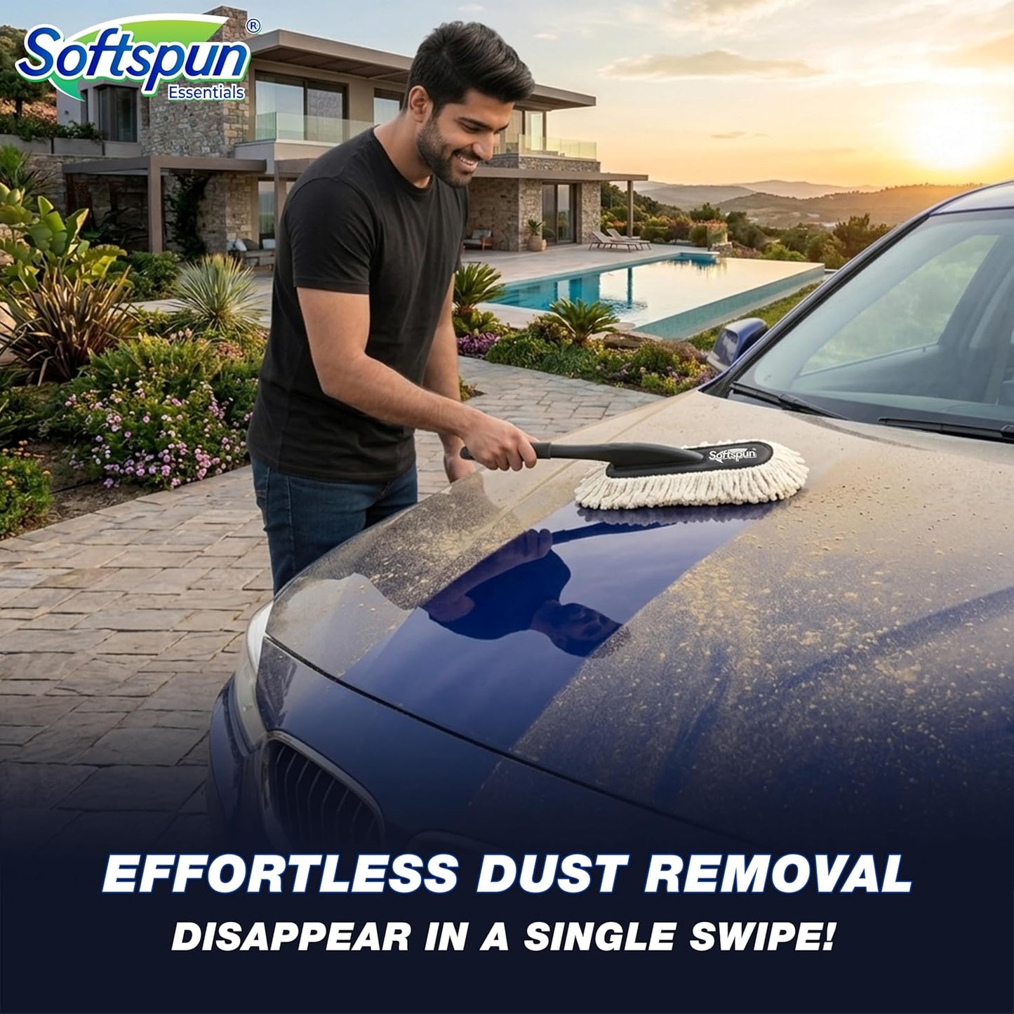 Essentials Car Duster With Microfibre Cloth for Enhanced Dust Removal
