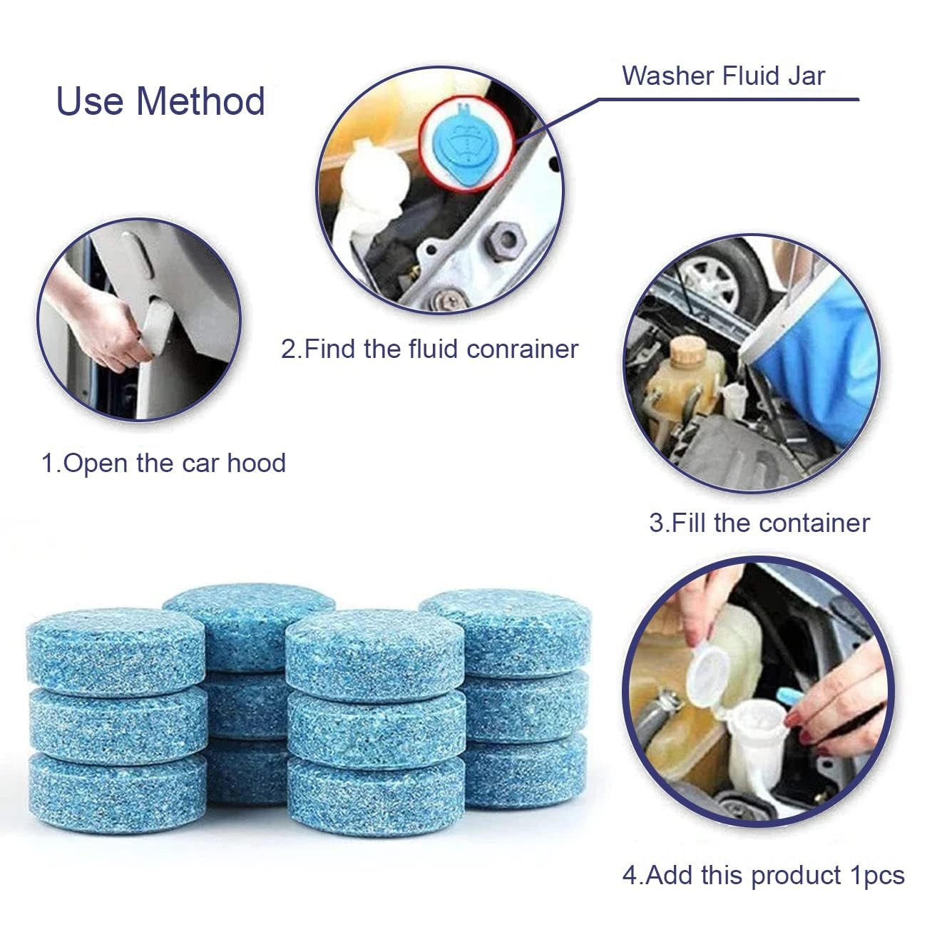 Glass Cleaner for Car | Windshield Glass Cleaner | Car Wiper Detergent Effervescent Tablet