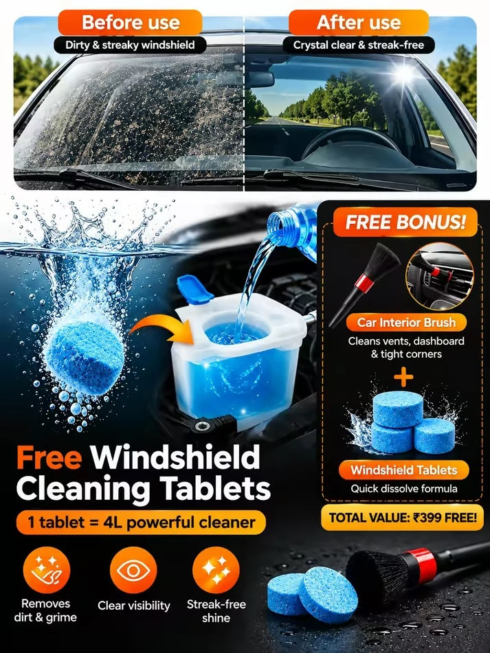 Buy Extendable Microfiber Cleaning Brush And Get Car Detailing Brush and Windshield Cleaning Tablets Worth Rs. 599/- FREE!! New Offer